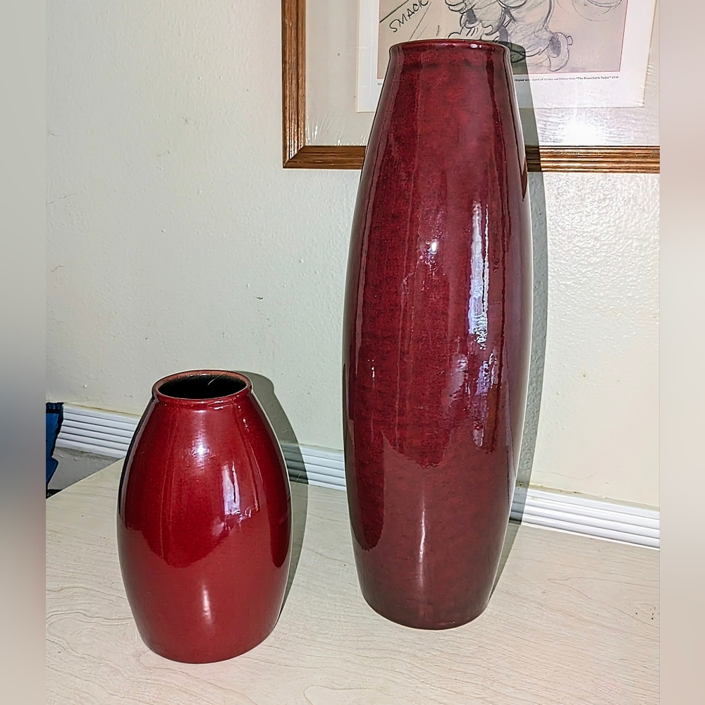 16" Large Scheurich Amano Red Oxblood Ceramic Vase Pier 1, Made in Germany
